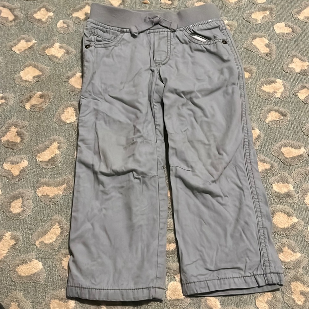 Gymboree flannel lined chino pants gray size 3T play condition